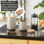 DII Kitchen Accessories Collection, Textured Matte Ceramic Canister Set, Lemongrass, Dimple, 2 Piece