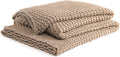 YnM Chunky Cotton Knit Throw Blanket, Cable Knit Throws for Bed Couch Sofa, Comfy & Relaxing, Decorative Piece for Farmhouse Modern Boho Rustic Scandinavian Chic Vibe, Beige 60x80 Inches