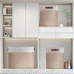 DULLEMELO Large Storage Baskets for Organizing, Canvas Storage Bins Big Baskets With Handles for Shelf Clothes Empty Gift Basket (White&Khaki)