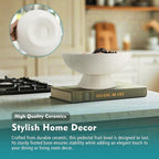 White Pedestal Decorative Bowl - 8" Minimalist Decorative Fruit Bowl for Kitchen Counter, Entryway,Multi-Purpose Centerpiece bowl for Bread, Snacks, Candy, Perfect for Housewarming &Wedding Gift