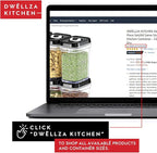 DWËLLZA KITCHEN Large Airtight Food Storage Containers - Clear Plastic Bulk Food Pantry & Kitchen Storage Containers for Flour, Sugar and Baking Supplies 4 Pcs. BPA-Free, Keeps Fresh & Dry (Black)