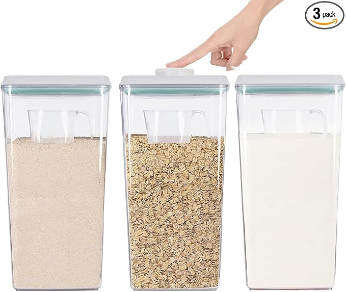Pop Containers with Lids - Stackable Airtight Food Storage, Kitchen Pantry Storage Containers for Snacks Candy Salt Herbs Spices BPA-Free (3300ML*3)