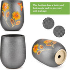 Sungmor 10.6 Inch Ceramic Succulent Plant Pot with Drainage Hole, Hand Painted Flower Pots for Plants, Unique Texture Decorative Planter for Indoor and Outdoor, Pottery Vase for Home Office Decor