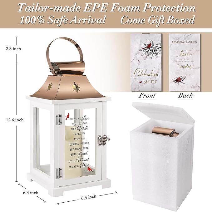 Memorial Lantern, Sympathy Gifts for Loss of Mom/Dad/Loved One, Bereavement Gifts, in Memory of Loved One Lantern,Celebration of Life, Memorial Gifts, Funeral Lantern,Those WE Love Don't GO Away