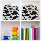 Black White Cow Skin Print Storage Basket Cube Storage Bins Organizer Bag Collapsible Closet Shelf Baskets with handle for Baby Cloth Pet Toy Book 14.2×10.2×8.3 IN