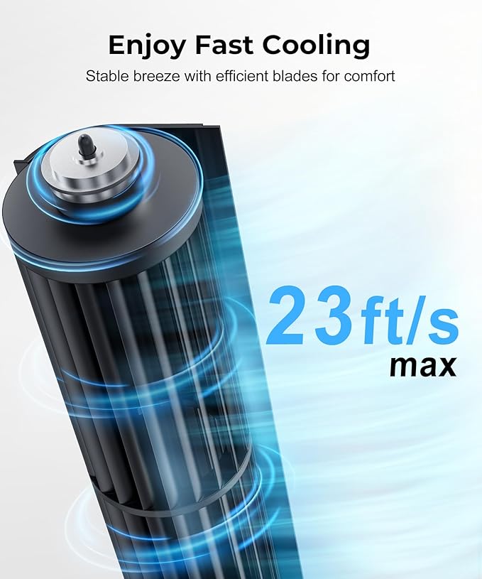 Abolee Tower Fan, 23ft/s Desk Fan, 70° Oscillating Table Fan for Bedroom, Standing Table Fan with 3 Modes, 2024 New 13 Inch Bladeless fan for Bedroom, Home,Office