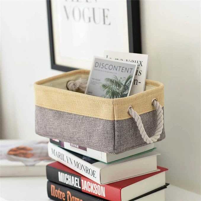 TheWarmHome Small Storage Bins Basket - Small Storage Baskets for Organizing Shelves, Fabric Storage Cubes Organizer for Changing Table Clothes Shoes Sock Towel Dog Toy,Decorative Basket Gift
