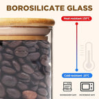 17oz Glass Food Storage Jars, Glass Jars with Bamboo Lids, Kitchen Storage Jars, Set of 12, Canisters with Airtight Lids for Spice, Coffee, Cookie, Pantry Organizers