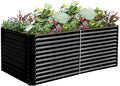 Land Guard 8x4x3ft Rectangular Galvanized Raised Garden Beds, Large-Capacity Metal Planter Box Outdoor, Durable Deep Raised Garden Bed 3ft Tall, Raised Beds for Gardening Vegetables, Dark Grey