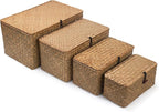 Wicker Basket with Lid, Seagrass Storage Basket, Woven Baskets for Storage, Decorative Storage Baskets for Shelf Organizing, Natural