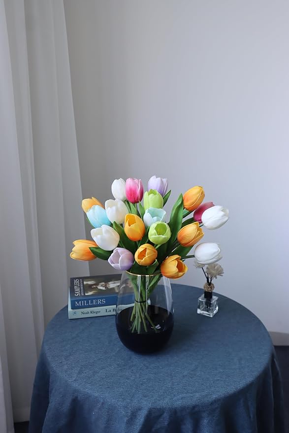 Buart Spring-Colors Tulip Flowers Artificial Luxury Big Tulip Valentine's Day Mother's Day Easter Home Kitchen Wedding Decorations(11pcs)