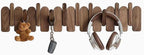 Wall Mounted Piano Key Hanger | Flip Style Hook | Entrance Wall Art Hook, Made of Oak Wood (3 Times Painted, 4 Times Polished) (Arc Walnut-Beech, 6Hooks)
