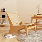 Rattan Chair 2Pcs, Mid Century Modern Accent Chair, Leisurely Reading Chair for Living Room（Wood）