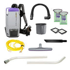 ProTeam Super Coach Pro 6 Backpack Vacuum Commercial with 2 Piece Wand Tool Kit, 6 Quart, Corded, 107308
