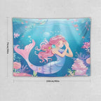 HZOHNAGO Mermaid Girls Tapestry Watercolor Flowers Mermaid Princess Blessing Pattern for Kids Room Decoration Printed Wall Tapestry Wall Hanging for Bedroom Living Room Dorm 40" W x 30" H