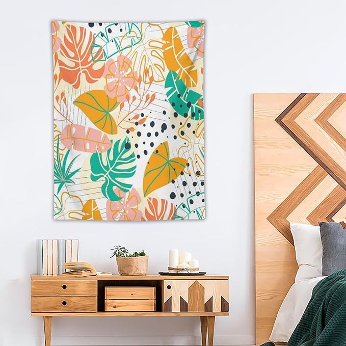 ICMOLYYENLO Tropical Palm Leaves Wall Tapestry, Wall Art for Room Decoration Beautiful Wall Hanging for Bedroom Living Room Dormitory Apartment 60x80 Inch