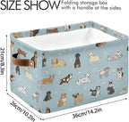 Multi-purpose Storage Basket Bin Cute Dog Puppy Organizer Collapsible Shelf Basket Cube with Handle for Nursery Bedroom Bathroom