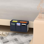 Dual-purpose Bedside Caddy Bedside Organizer, Bed Caddy with 6 Pockets, Versatile Bedside Storage Solution Magazine Remotes holder, ideal for Home, Dorm, Hospital, Crib Bed (Navy 2pcs)