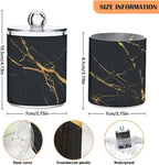 2 Pack Qtip Holder Organizer Dispenser Gold Black Marble Texture Bathroom Storage Canister Cotton Ball Holder Container for Cotton Pads/Swabs/Floss