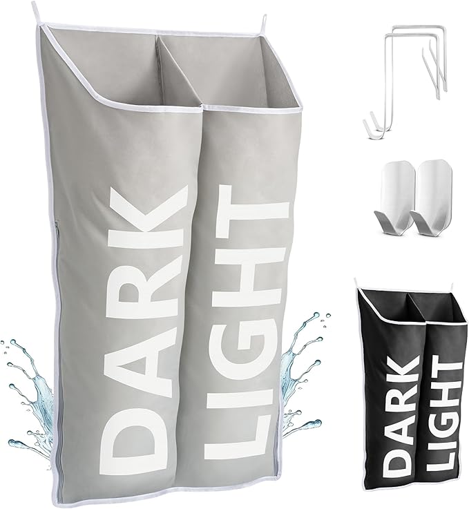 Hanging Laundry Hamper Bag XL 40x22", Space Saving over the Door Storage Bags, Behind the Door Hampers for Dirty Clothes & Wall Mounted Basket for Bathroom, Organizer for Small Room Spaces RV