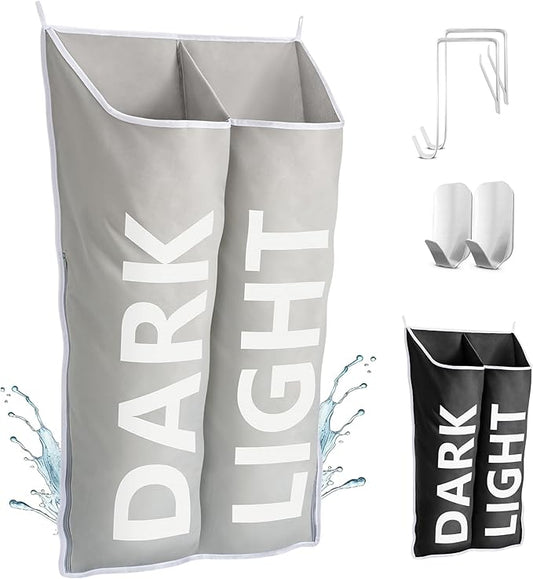 Hanging Laundry Hamper Bag XL 40x22", Space Saving over the Door Storage Bags, Behind the Door Hampers for Dirty Clothes & Wall Mounted Basket for Bathroom, Organizer for Small Room Spaces RV