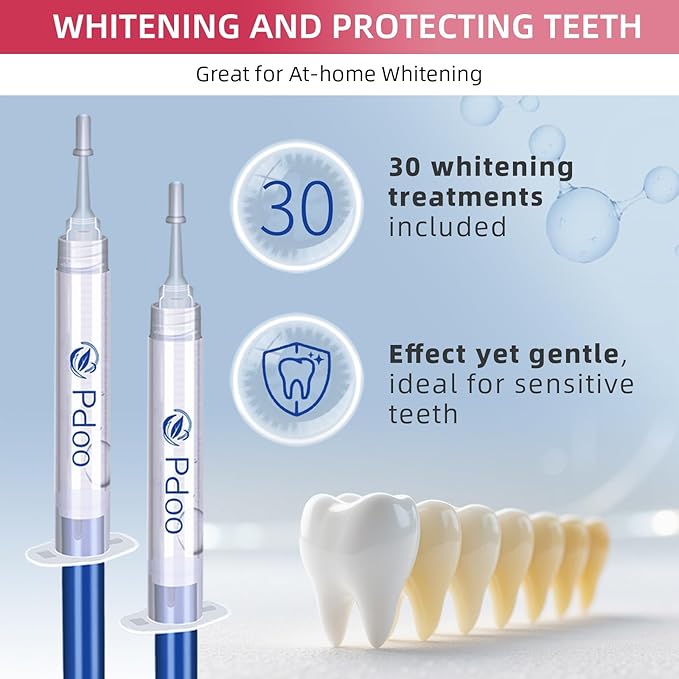 Professional Teeth Whitening Kit with 5 Teeth Whitening Gel, LED Accelerator Light & Rechargeable Design - Enamel Safe Gel, Custom Trays, Fast Results for Sensitive Teeth - Whitening Gel Kit