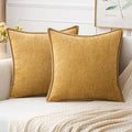MIULEE Pack of 2 Couch Throw Pillow Covers 16x16 Inch Gold Farmhouse Decorative Pillow Covers with Stitched Edge Soft Chenille Solid Dyed Fall Pillow Covers for Sofa Bed Living Room