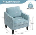 Accent Chair for Living Room, Mid Century Modern Reading Chair for Bedroom, Upholstered Armchair with Side Pockets, Comfy Single Sofa Side Chair for Office, Apartment, Small Room, Teal Green