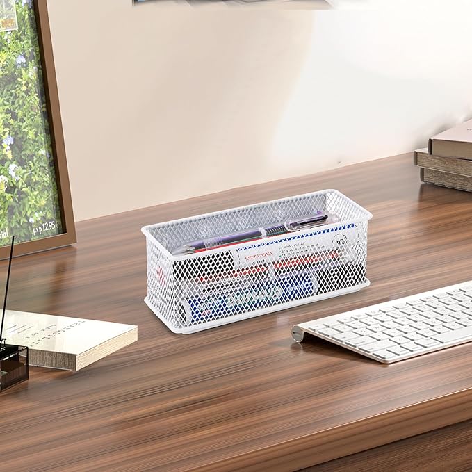 6.29"x2.28"x2.48" Magnetic Basket for Whiteboard White Magnetic Basket for Fridge Magnetic Organizer Holder with 5 Strong Magnets Magnetic Holder for Refrigerator Locker