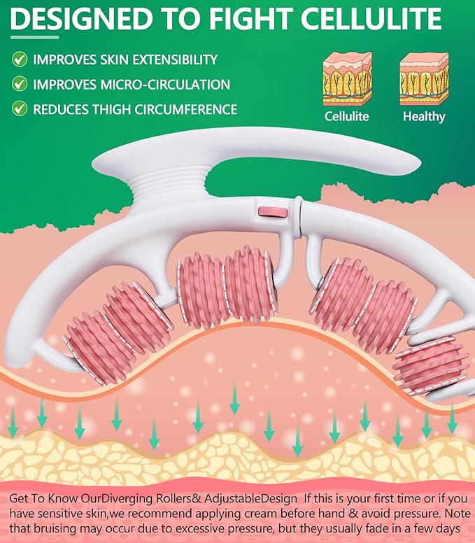 Cellulite massage tool | 360°removable cellulite remover for legs & Lymphatic Drainage Massager | Fascia Blaster for Contoured & Smoother Skin,Tool for Sore Arms, Legs, Stomach & Buttocks Pink