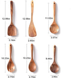 Wooden Kitchen Utensils Set,GUDAMAYE 6 PCE Wooden Spoons for Cooking,Wooden Cooking Utensils,Natural Teak Wooden Spoons For Non-stick Pan
