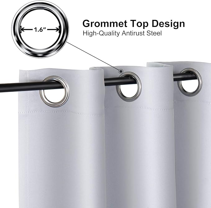 ChrisDowa Small Window Curtains for Kitchen and Bedroom - Grommet Short Thermal Insulated Room Darkening Curtains (2 Panels, Greyish White, 42 x 36 Inch)