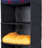 MAX Houser 6 Tier Shelf Hanging Closet Organizer, Closet Hanging Shelf with 2 Sturdy Hooks for Storage, Foldable (Black)
