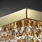 Rectangle Chandelier 8-Light Crystal Chandeliers, Modern Dining Room Light Fixture Luxury Gold Rectangular Flush Mount Chandelier Ceiling Light for Dining Room Living Room Kitchen Island Bar L40 Inch