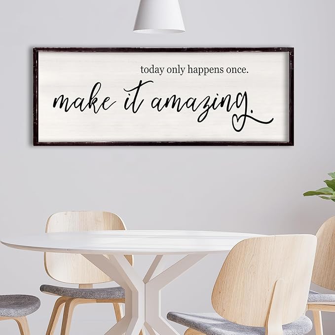 Today Only Happens Once Make It Amazing Framed Wall Art, 32''×12'' Rustic Religious Christian Lords Prayer Sign for God Jesus Christ Prayer, Horizontal Holy Inspirational Catholic Scripture Decor
