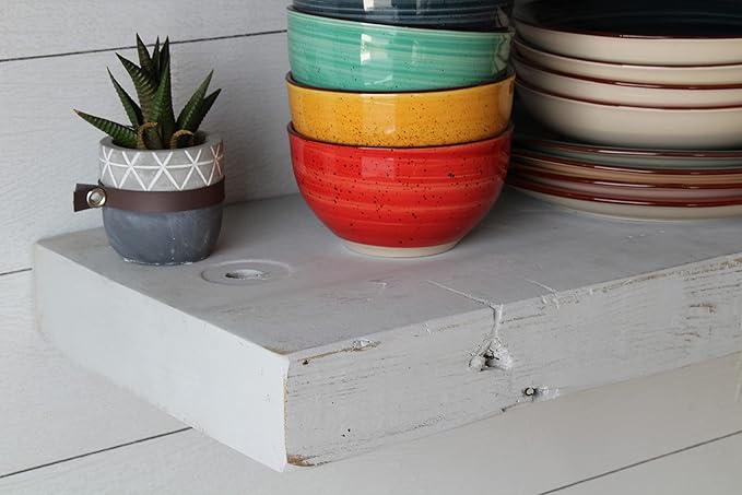 Urban Legacy Reclaimed Barn Joist Deep Floating Shelves | Deep Shelves with Low Profile Shelf Bracket with High Weight Capacity, Set of 2 (48" x 11" x 2.5", Rustic Gray)