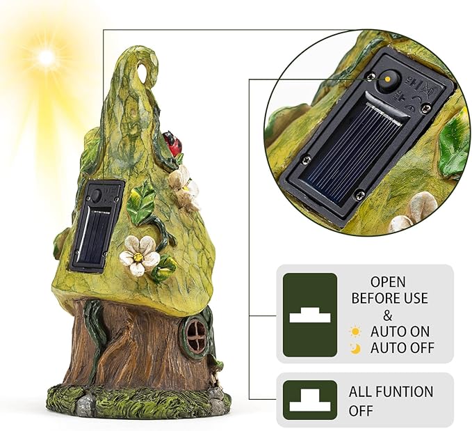 Garden Decor Outdoor Solar Statues, 9.4Inch Resin Fairy Garden Solar Lights Birthday Gifts for Women Yard Decorations, Gardening Gifts for Patio, Balcony, Porch Decor