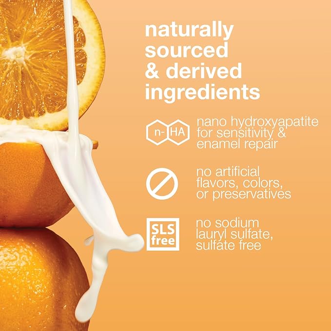 Davids Hydroxi Fluoride Free Nano Hydroxyapatite Toothpaste for Enamel Health & Whitening, Antiplaque, SLS Free, Kid Friendly Orange Vanilla Flavor, 4 oz, Made in USA
