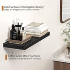 Floating Shelves - 2 Pack 9 Inch Rustic Wooden Wall Shelves - Extra Deeper & Thicker Wall Mounted Storage Shelf for Living Room, Kitchen, Farmhouse - 24" W x 9" D x 1.6" H - Rustic Black