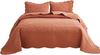 MarCielo 3-Piece 100% Cotton Oversized Bedspread Lightweight Quilt Coverlet Embroidery Farmhouse Bedding Set T0 (Royal Orange, Oversized Queen (100"x106"))