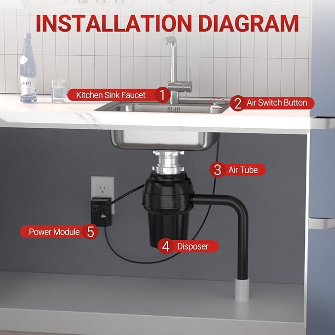 APIELE Garbage Disposal Air Switch Kit, Sink Top Push Button Switch for Food Waste Disposer, UL Listed 3.6" Long On/Off Air Button (Yellow Bronze)