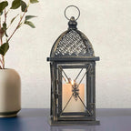 NEEDOMO 14.4" Outdoor Lantern, Large Vintage Lanters Decorative Indoor with Clear Glass, Metal Candle Lantern Decor for Home, Table, Patio, Front Porch, Rustic Farmhouse Wedding Shelf