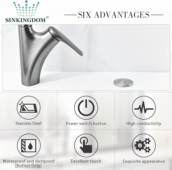 Garbage Disposal SinkTop Air Switch Kit with Stainless Steel Button,Brushed Nickel