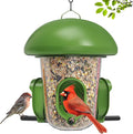 LONA Bird Feeders for Outdoors Hanging – 3 Separate Compartments, 3 Feeding Ports, Weatherproof Dome & 3 Ways to Hang, Large Capacity for Cardinals/Finches (Green
