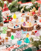 75 Pcs Miniature Christmas Figurines - Luminous Mini Resin Figures to Hide, Glow in The Dark Resin Animals for Micro Landscape Aquarium Fairy Garden Dollhouse Decor