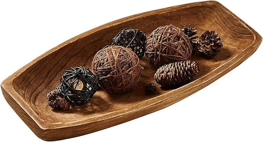 Uziass Wood Dough Bowl, 17.25"x 8.8" Hand Carved Wooden Dough Bowls for Decor Rustic Wood Dough Bowls Decorative Wooden Dough Fruits Bowl for Table Centerpiece Dining Living Room Home Kitchen Decor
