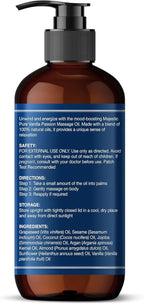 MAJESTIC PURE Vanilla Passion Massage Oil for Massage Therapy - Refreshing, and Relaxing - Natural Oils with Vanilla Oil, Coffee Oil & Shea Butter - for All Skin Types - Men and Women - 8 fl oz
