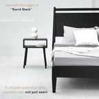 NTC Solid Oak Zoe Nightstand, Mid Century Modern Side Table Bedroom, Bedside Furniture, Night Stand, End Table, Easy Assembly - Burnt Black