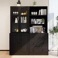 TUSY 71" Bookshelf Bookcase, 3-Tier Modern Bookshelves 3 Large Drawer, Wood Filing Cabinet with Open Storage Shelf, Glass Doors 5-Tier Fixed Storage Shelves for Home Office (Black)