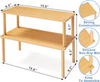Cabinet Organizer Shelf(Set of 2),Kitchen Counter Shelves,Bamboo Stackable Expandable Spice Rack Countertop(Large)